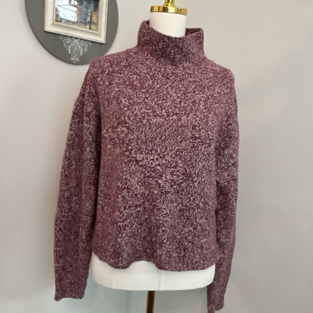 Treasure & Bond Boucle Turtleneck Sweater Wool Blend Mauve Marled Size Small